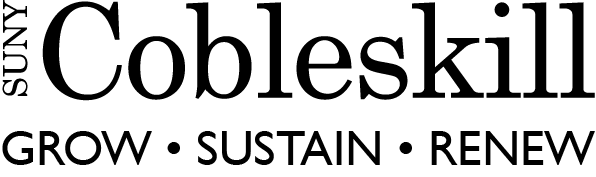Black SUNY Cobleskill logo with tagline