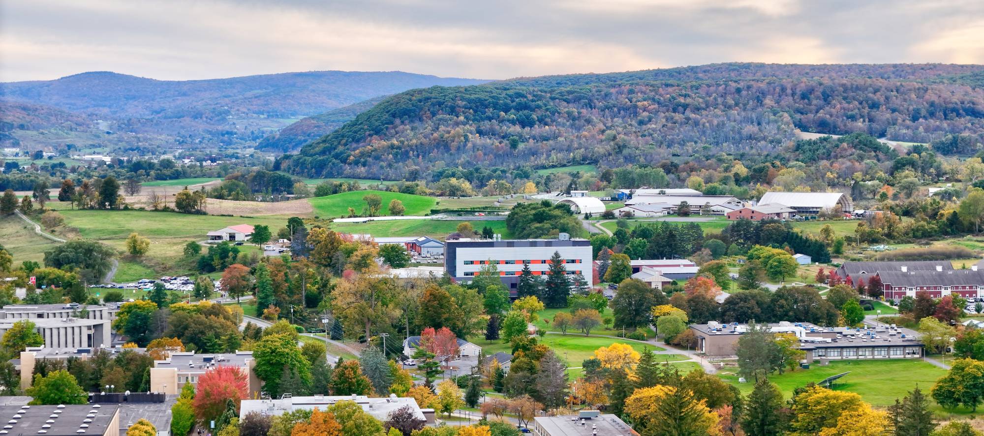 Aerial drone view of the SUNY Cobleskill campus